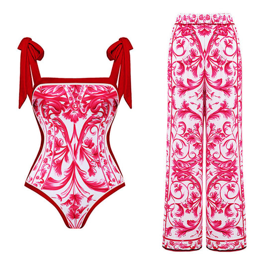 Muse De Palm Beach - Slimming One Piece Swimsuit Set - With Matching Cover Up - Reversible